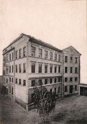 České průmyslové muzeum, montáž, kolem 1890, světlotisk, kabinetka,