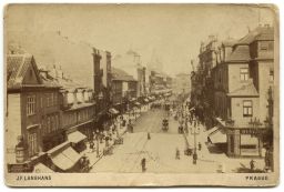 Praha, ulice Na příkopě od Můstku, kolem 1890, kabinetka