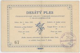 Praha Záběhlice Národní socialisté ples 5. ledna 1929