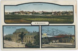 Železnice nádraží celkový pohled Přerov 1925