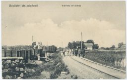 Železnice Maďarsko Üdvözlet Marzsinárol Mařín Indóház távlatból 1915