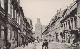 Hybernská ulice a Prašná brána, 1896, kabinetka, světlotisk