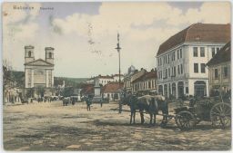 Bučovice Vyškov náměstí povozy nakl. Souček KKC c.k.