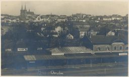 Železnice nádraží Baťa celkový pohled Chrudim 1924