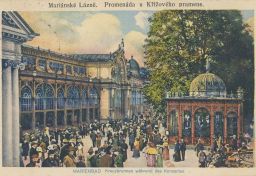 Mariánské lázně Křížový pramen promenáda 1924