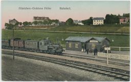 Železnice nádraží vlak loko Hänichen Goldene Höhe 1908 Sasko