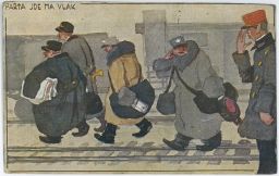 Železnice Parta jde na vlak E. Schrabal Železničáři 1923