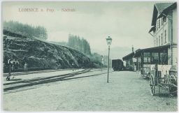 Železnice nádraží Hotel Doležal Lomnice nad Popelkou Semily 1910