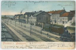 Železnice nádraží loko vlak České Budějovice 1903