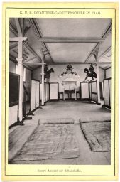 Kadetní škola pěchoty v Praze, hala pro střelbu, asi 1893, kabinetka