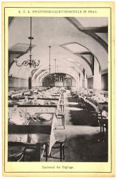 Kadetní škola pěchoty v Praze, jídelna žáků, asi 1893, kabinetka