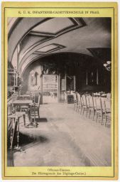 Kadetní škola ěchoty v Praze, místnost důstojníků, asi 1893, kabinetka