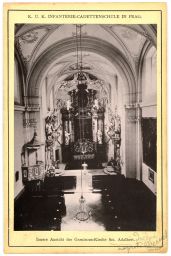 Kostel sv. Vojtěcha, Kadetní škola pěchoty v Praze, interiér, asi 1893, kabinetka