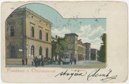 Železnice Severní nádraží tramvaj povoz Olomouc 1902
