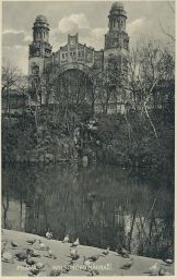 Železnice Praha Wilsonovo nádraží poetický pohled s holoubky 1933