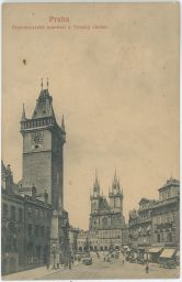 Praha Staroměstská radnice Týnský chrám 1910