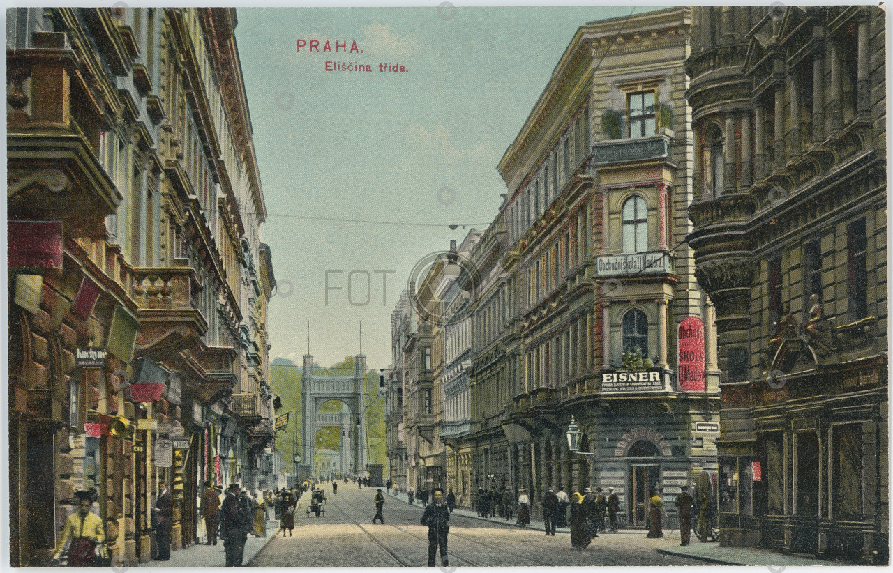 Praha Eliščina třída Most Františka Josefa Eisner 1910