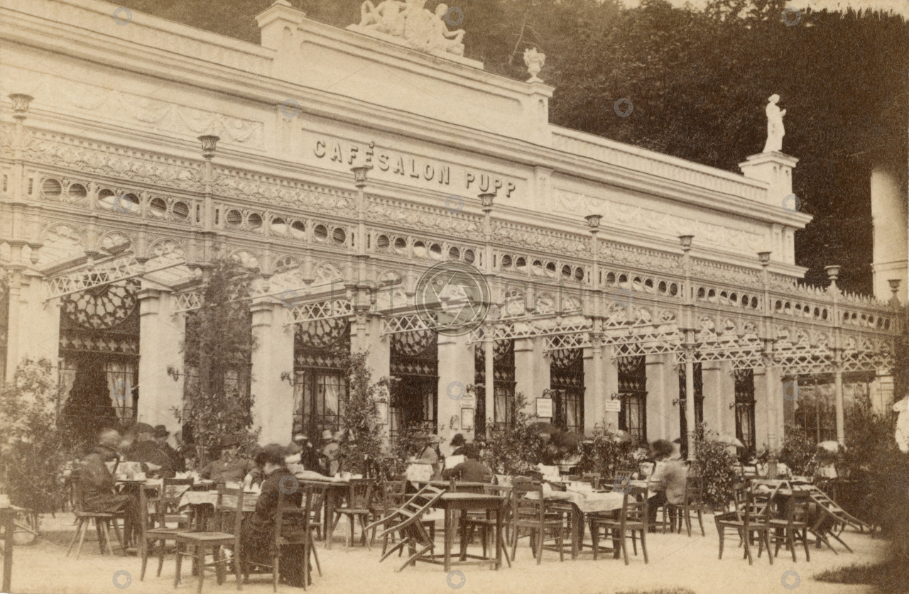 Karlovy Vary, kavárna Pupp, vizitka
