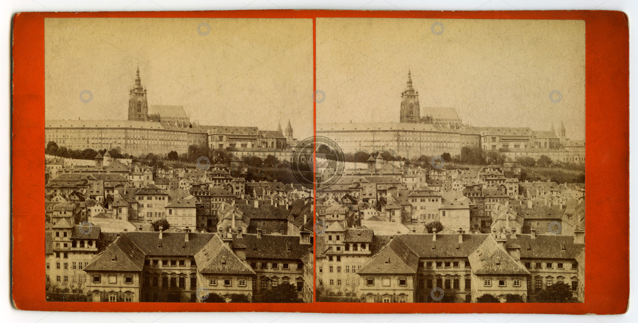 Pražský hrad a Malá Strana od Petřína, stereofoto