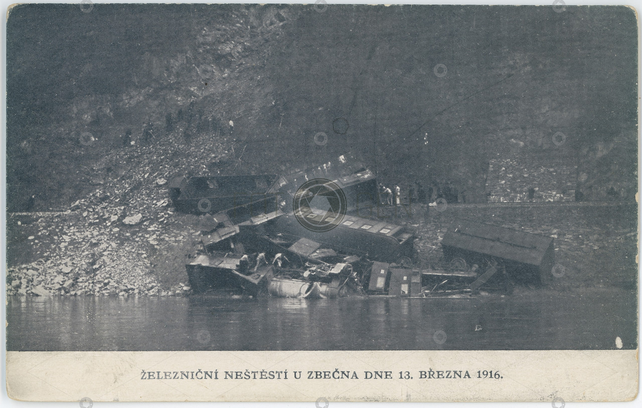 Železnice nehoda neštěstí Zbečno Berounka Rakovník 13.března 1916