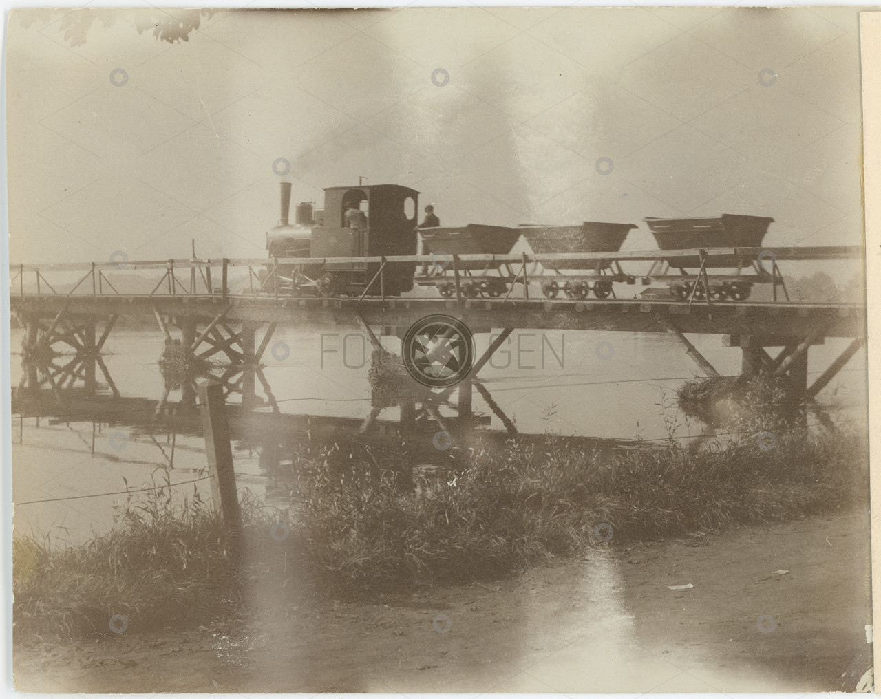 Železnice stavba most Labe Poděbrady 12.7.1915