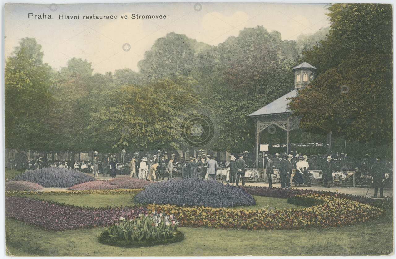 Praha Holešovice Stromovka hlavní restaurace 1913