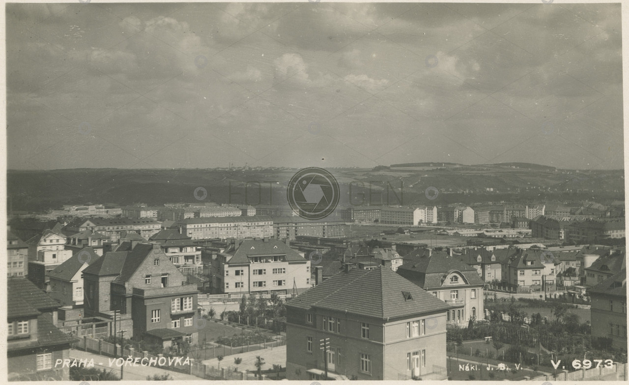 Praha Střešovice panoramatický pohled Vořechovka Ořechovka FotoFon 1929