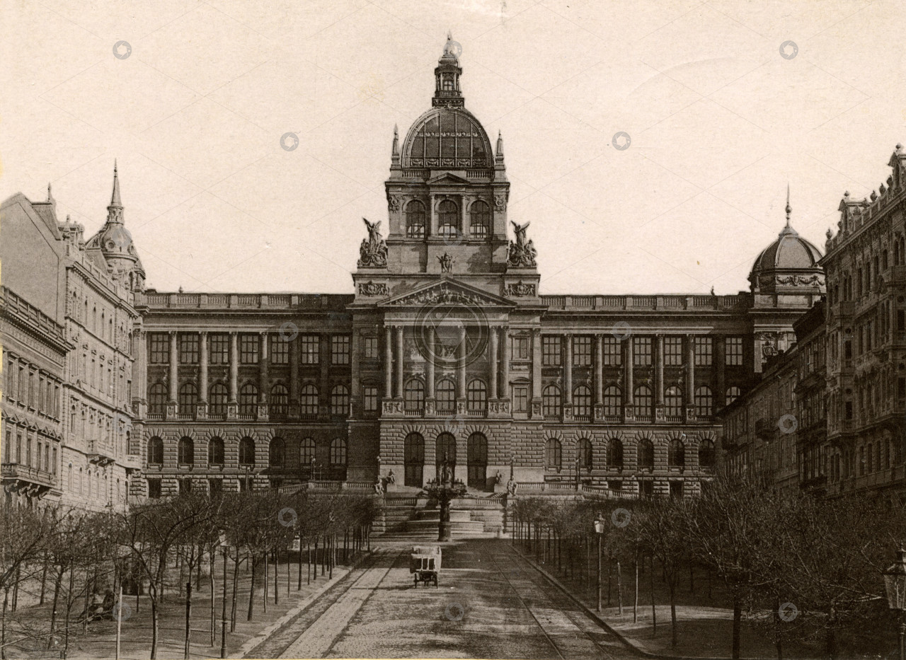 Národní muzeum v Praze, čelní pohled, 1891 - 1892, kabinetka
